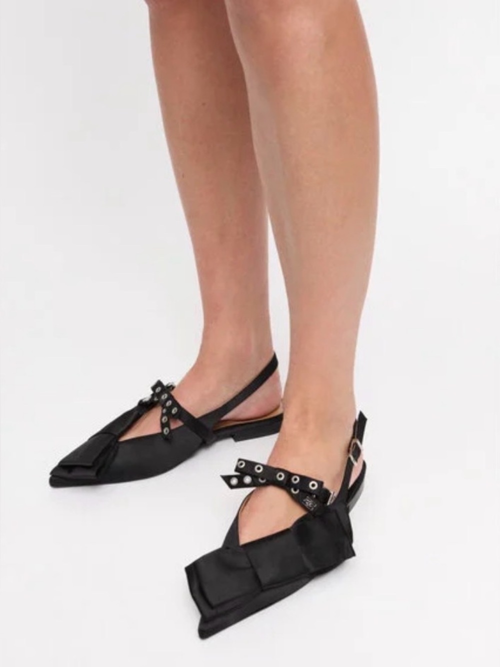 Ganni Big Bow Slingback Ballerina